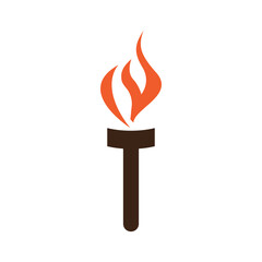 Fire torch with flame flat icons set. Collection of symbol flaming, illustration