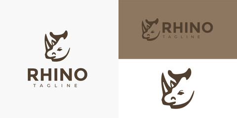 Simple Rhino Rhinoceros Strong Wild Animal Logo Design Vector Template for Brand Branding Identity Company Business,  Endangered Animals, Conservation