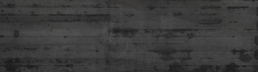 Dark gray grey black anthracite grunge concrete wall with wood texture - Cement background wide...