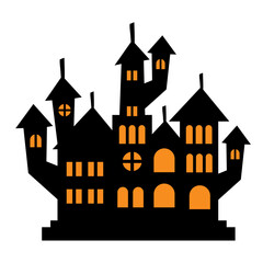 halloween dark castle silhouette