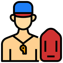 Lifeguard filled line color icon. Can be used for digital product, presentation, print design and more.