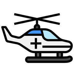 Air Ambulance Helicopter filled line color icon. Can be used for digital product, presentation, print design and more.
