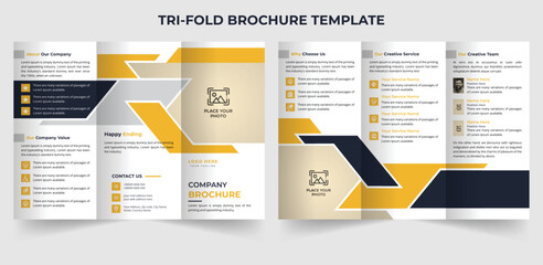 Abstract trifold business brochure template with modern shape