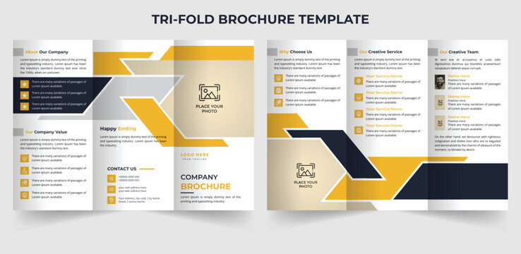 Abstract trifold business brochure template with modern shape