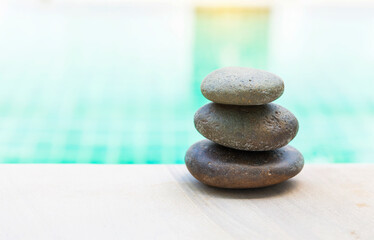 Stone stack with space over blurred background, zen stone, spa concept background idea