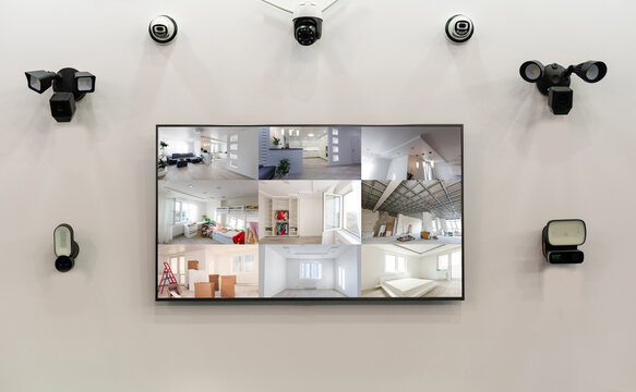 tablet computer, images of cctv cameras installed in apartment