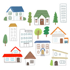 手描き風の街並みイラスト