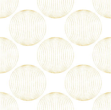 Circles with golden lines. Gold textured shapes. Seamless repeat pattern. Isolated png illustration, transparent background. Asset for overlay, pattern, montage, collage, greeting, invitation card. © Anna