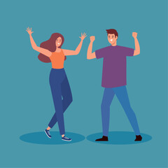 young couple celebrating