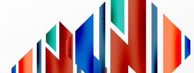 Fototapeta premium Minimal geometric abstract background. Dynamic 3d lines composition. Trendy techno business template for wallpaper, banner, background or landing