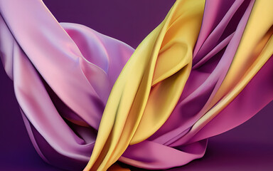 Texture of silk fabric. abstract fashion background. Flying silk ribbon and satin fabric. 3d rendering