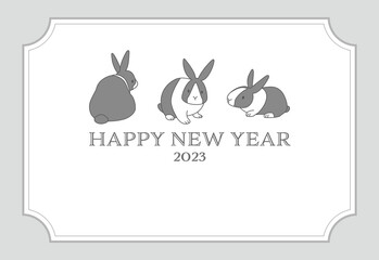 2023年の年賀状　ダッチウサギ