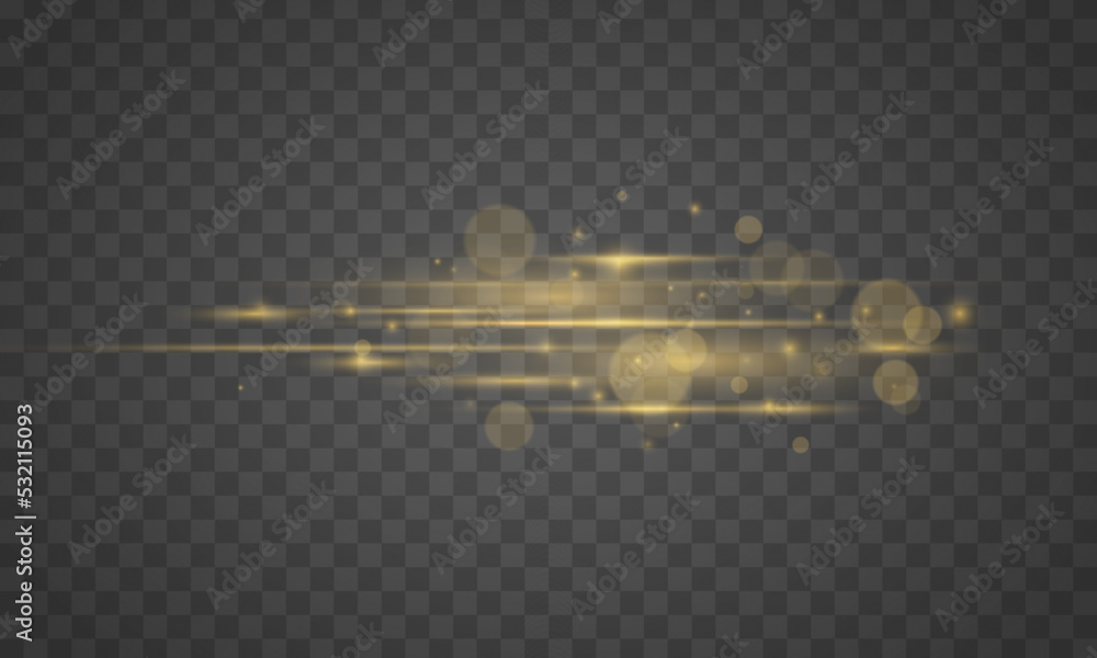 Poster Blur Christmas glowing gold dust confetti and spark texture. Defocused abstract golden bokeh lights and speed line sparkles. Glares with flying glowing particles light. Vector illustration.