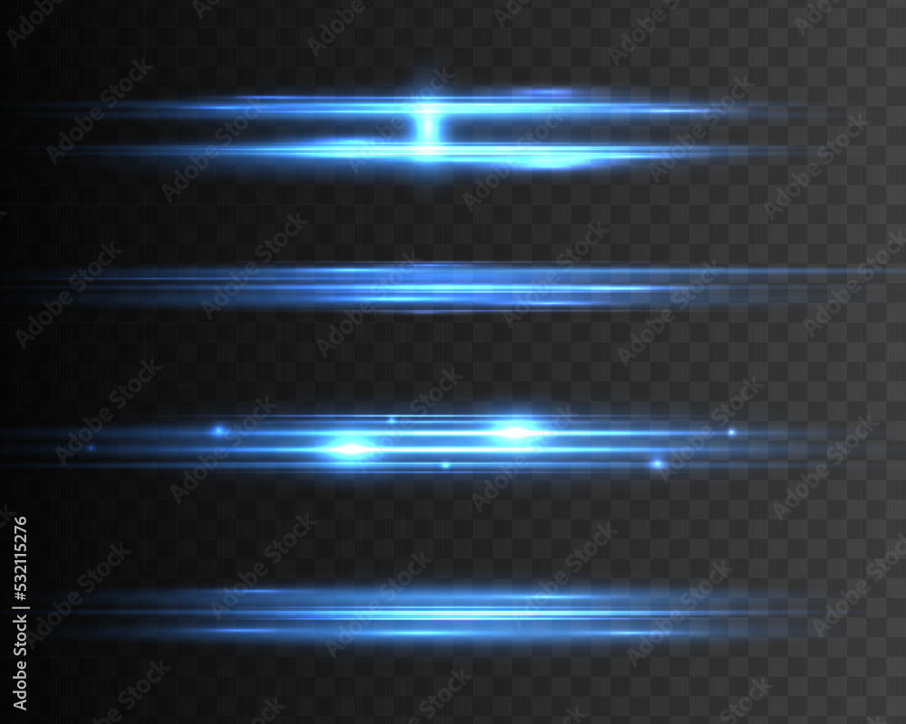 Poster blue neon lines speed motion, laser beams with lights. blue and white ray line with electric flash e