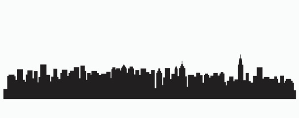 Naklejka premium Modern City Skyline silhouette outline drawing on white background.