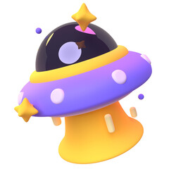 Ufo in 3d render for graphic asset web presentation or other