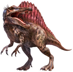 roaring Spinosaurus dinosaur 3D illustration  © warpaintcobra
