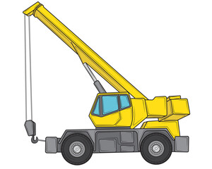 Obraz na płótnie Canvas Construction crane on the basis of a car. Heavy special transport. Vector illustration.