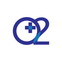 O2 Plus logo design vector