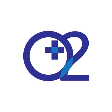 O2 Plus logo design vector