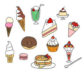 かわいいスイーツのイラストセット