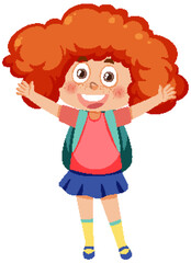 Curly hair girl cartoon character