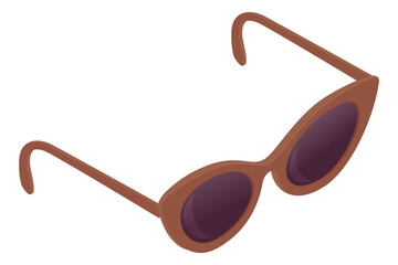 Sunglasses .Isometric image of brown glasses on a white background.Vector illustration.