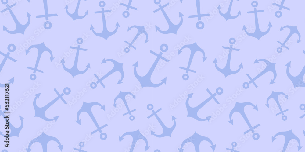 Poster Light blue anchor background, repeat pattern