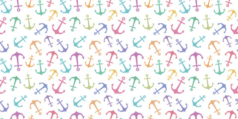 Fototapeta na wymiar Colorful anchor repeat pattern, seamless background
