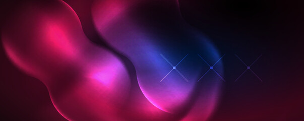 Neon glowing waves, magic energy space light concept, abstract background wallpaper design