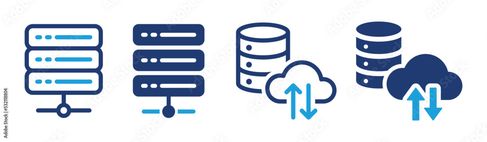 Leinwandbilder Server icon set. Hosting database symbol vector illustration.