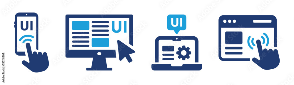 Aufkleber UI design for User interface icon template set. Vector illustration.