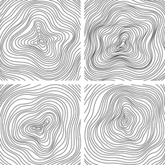 Fototapeta premium Abstract tree rings. Png topographic map concept background. Thin black lines on white