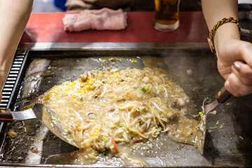 Monjyayaki in Asakusa, traditional Japanese cuisine.