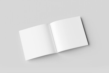 Blank square brochure magazine isolated on grey, with clipping path, changeable background