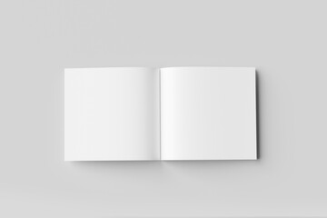 A blank open notebook, inviting creativity and ideas.