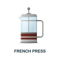 French Press icon. 3d illustration from coffee collection. Creative French Press 3d icon for web design, templates, infographics and more