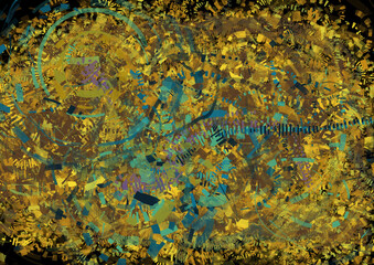 Background with gold strokes, particles