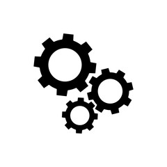 Gears icon flat vector. Settings icon. Vector gear tool or button for web application or UI.Gears vector flat design isolated on white background.