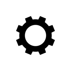 Gear single vector silhouette black color flat design isolated on white background. Setting icon.