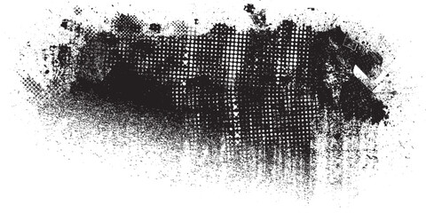 Glitch distorted geometric shape . Noise destroyed logo . Trendy defect error shapes . Glitched frame .Grunge textured . Distressed effect .Vector shapes with a halftone dots screen print texture.