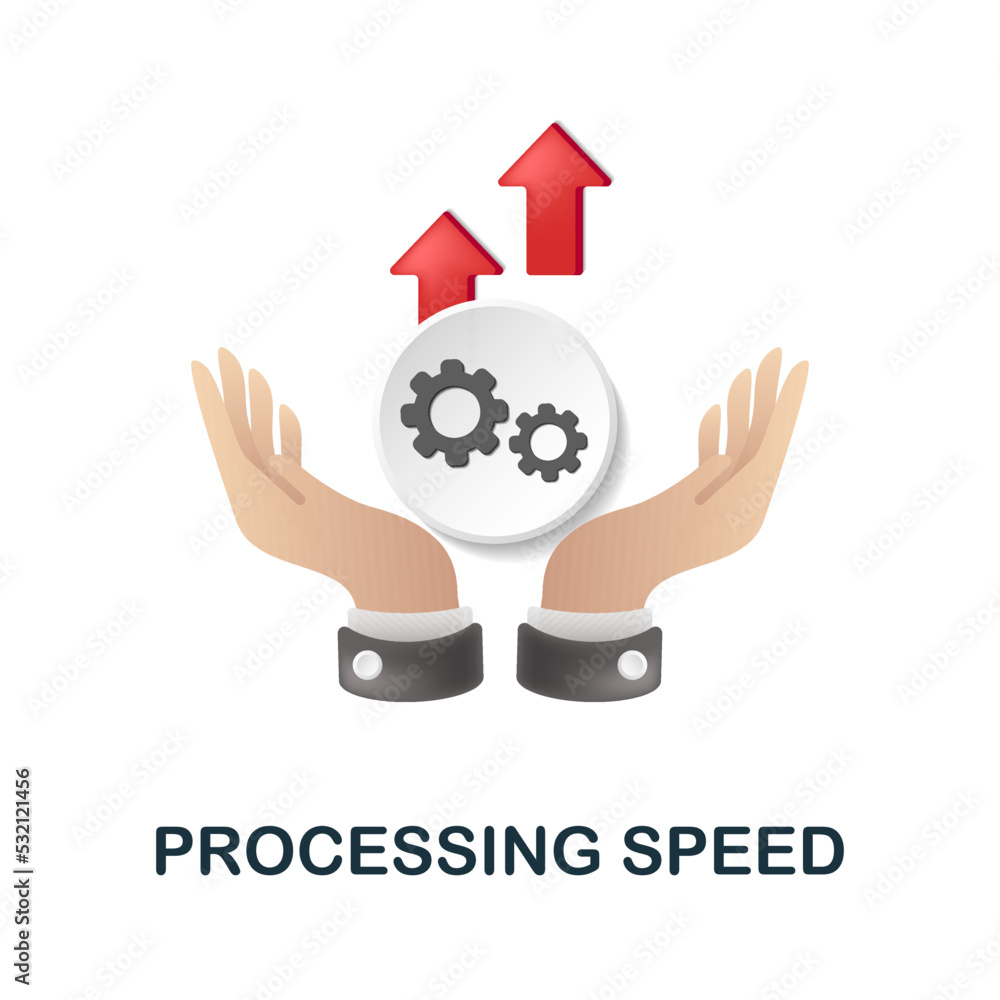 Poster processing speed icon. 3d illustration from cognitive skills collection. creative processing speed 3
