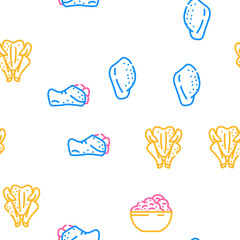 Chicken Carcass, Meat And Organs vector seamless pattern thin line illustration