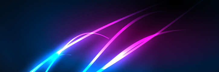 Blue neon glowing lines, magic energy space light concept, abstract background wallpaper design