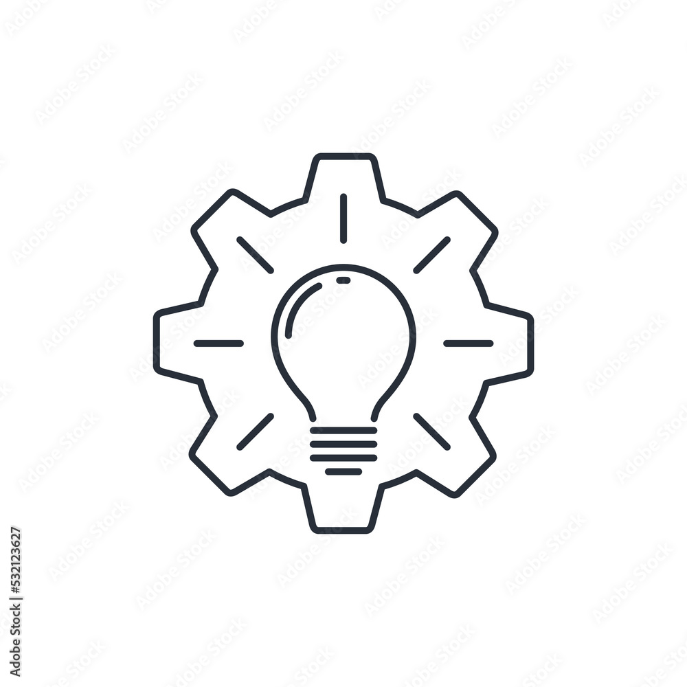 Poster the process of creative thinking. vector linear icon isolated on white background.
