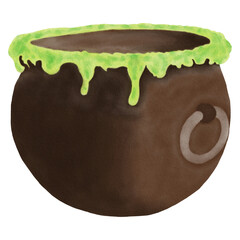 watercolor halloween cauldron