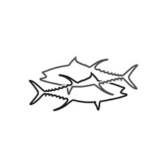 Twin Double Fish Logo line art Template isolated on white background