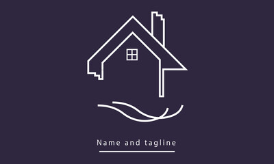 a line art icon logo of a modern house/home