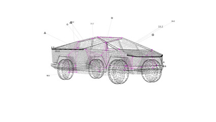 Futuristic Truck Model UI Animation. HUD Truck Scanning.