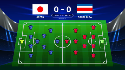 サッカー日本代表とコスタリカ代表のフォーメーション予想の背景ベクターイメージイラスト素材 © and4me